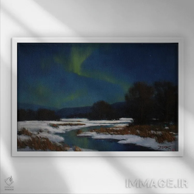 تابلو شبهای زمستانی اثر درک هانسن - نمای قابدار سفید