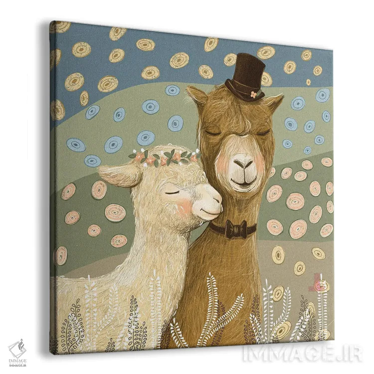 تابلو لاماها (حیوان) اثر داشا کریوکوا - نمای پرسپکتیو محصول