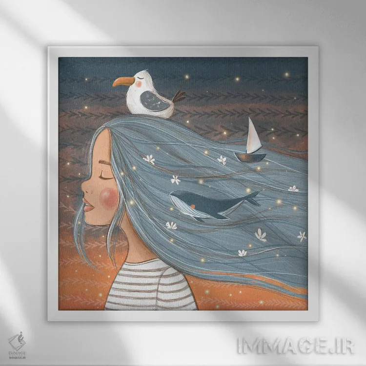 تابلو رویاهای دریا اثر داشا کریوکوا - نمای قابدار سفید