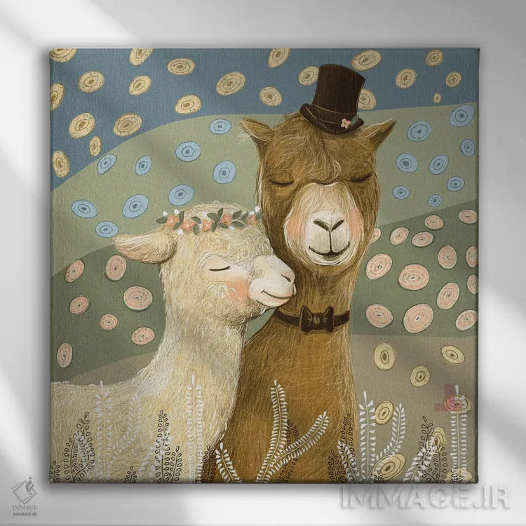 تابلو لاماها (حیوان) اثر داشا کریوکوا - نمای روبهرو روی دیوار