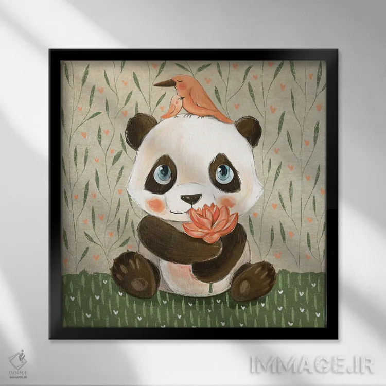 تابلو پاندا (حیوان) اثر داشا کریوکوا - نمای قابدار مشکی