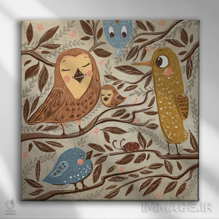 تابلو پرندگان اثر داشا کریوکوا - نمای روبهرو روی دیوار