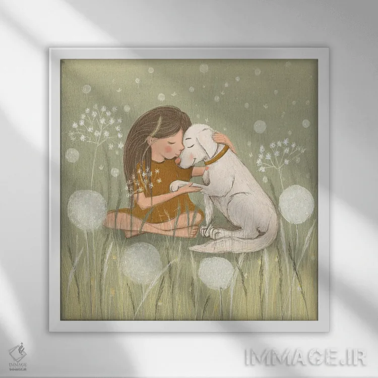 تابلو بهترین دوستان اثر داشا کریوکوا - نمای قابدار سفید