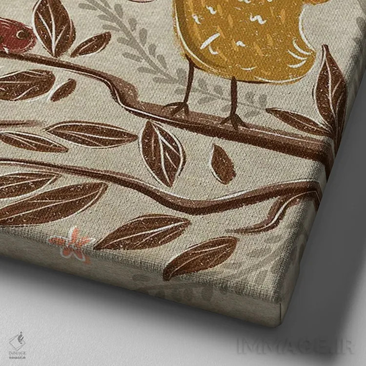 تابلو پرندگان اثر داشا کریوکوا - نمای نزدیک بافت بوم