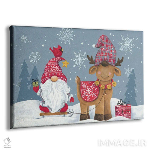 تابلو کوتوله برفی با گوزن شمالی اثر دایان کاتر - نمای پرسپکتیو محصول