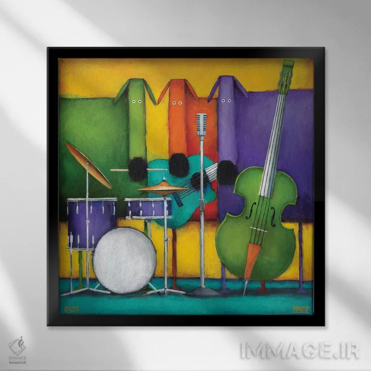 تابلو سگهای مربایی دو اثر دنیل پاتریک کسلر - نمای قابدار مشکی