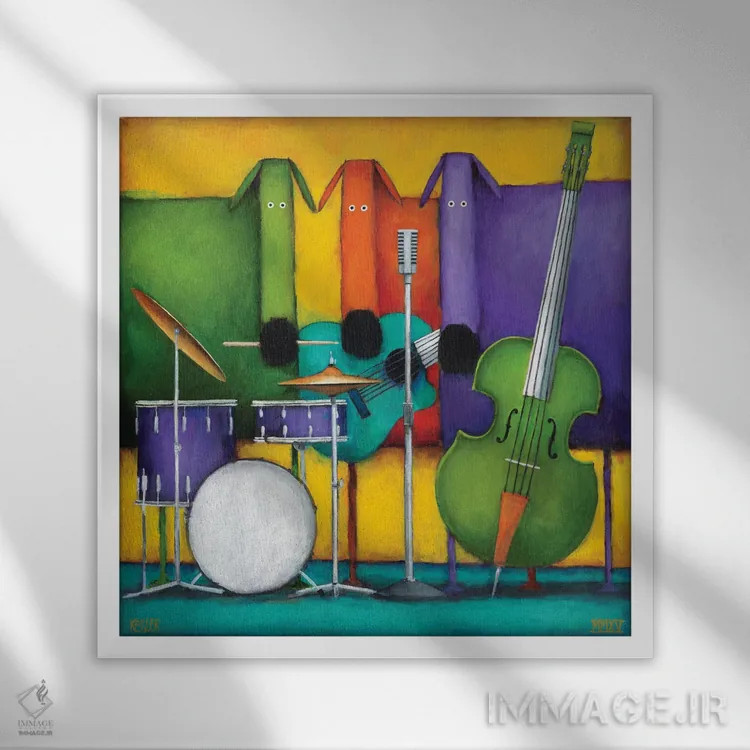 تابلو سگهای مربایی دو اثر دنیل پاتریک کسلر - نمای قابدار سفید