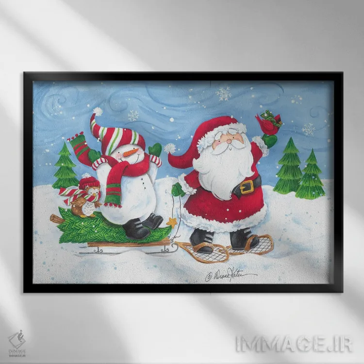 تابلو آوردن درخت کریسمس اثر دایان کاتر - نمای قابدار مشکی