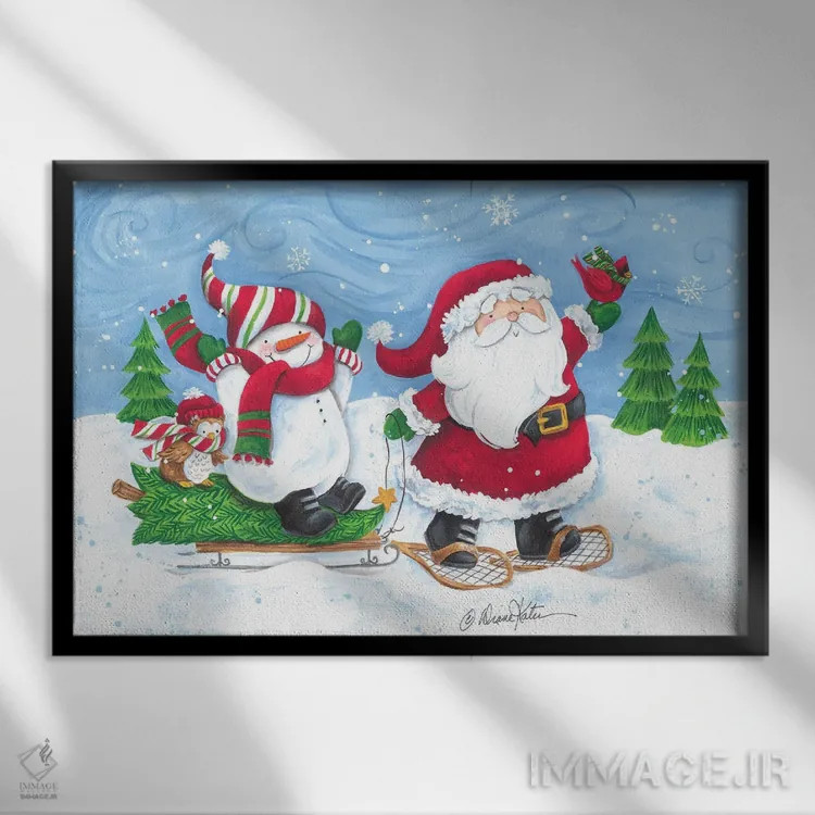 تابلو آوردن درخت کریسمس اثر دایان کاتر - نمای قابدار مشکی