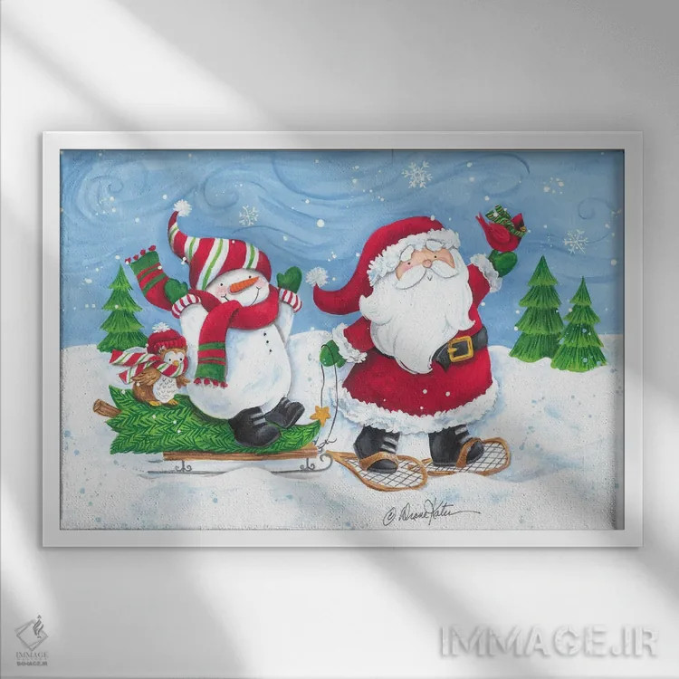 تابلو آوردن درخت کریسمس اثر دایان کاتر - نمای قابدار سفید