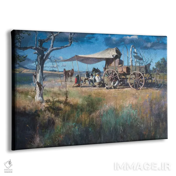 تابلو اردوگاه چاکواگن (کاروان آشپزخانه گاوچرانها) اثر دیوید ادوارد کوسرا - نمای پرسپکتیو محصول