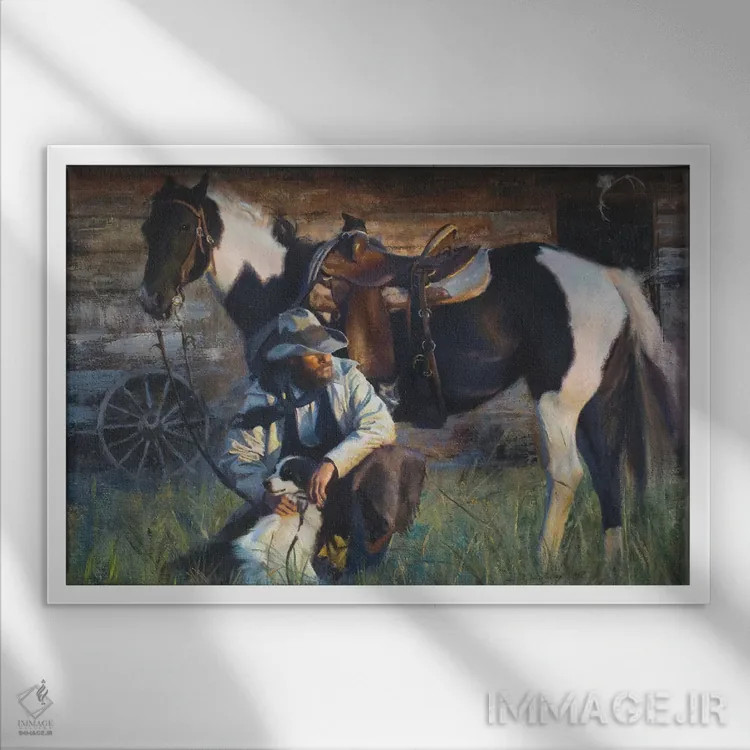 تابلو پایان یک روز سخت اثر دیوید ادوارد کوسرا - نمای قابدار سفید