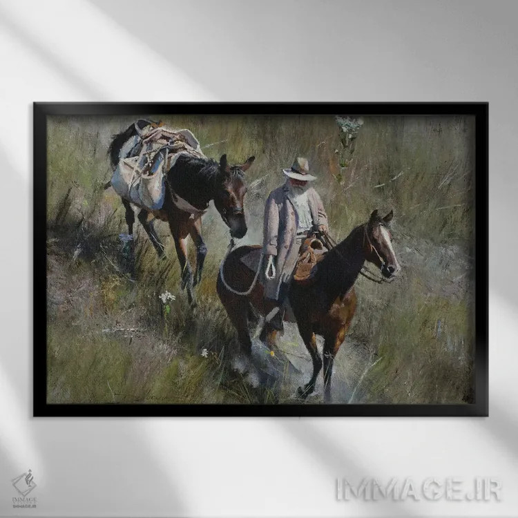 تابلو سراشیبی پوشیده از چمن اثر دیوید ادوارد کوسرا - نمای قابدار مشکی