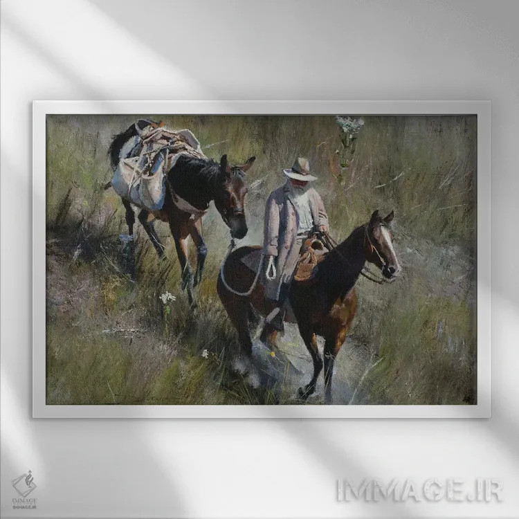 تابلو سراشیبی پوشیده از چمن اثر دیوید ادوارد کوسرا - نمای قابدار سفید