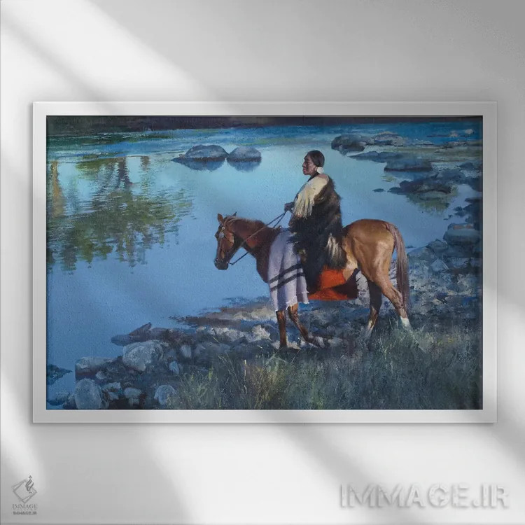 تابلو گذر از آب خنک اثر دیوید ادوارد کوسرا - نمای قابدار سفید