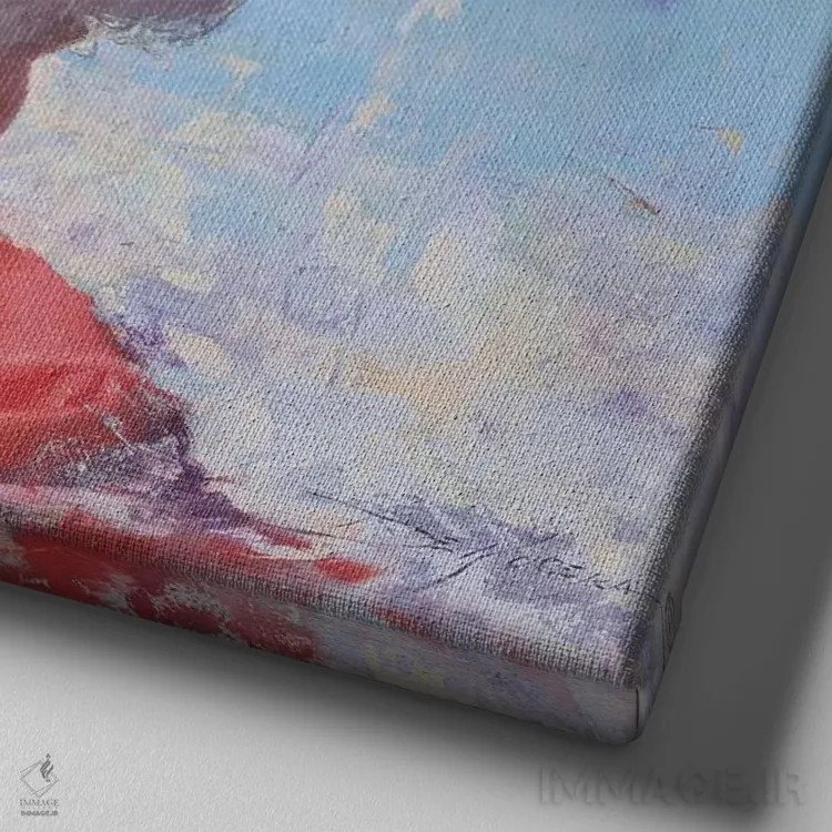 تابلو سایهٔ گاوچرانها اثر دیوید ادوارد کوسرا - نمای نزدیک بافت بوم