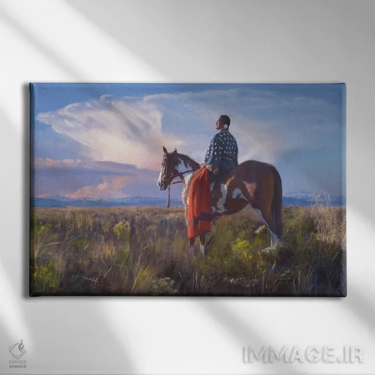 تابلو افق با پتوی قرمز اثر دیوید ادوارد کوسرا - نمای روبهرو روی دیوار