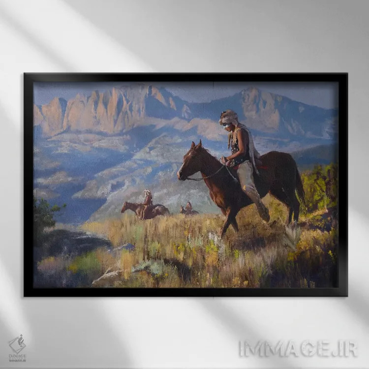 تابلو بررسی زمین (مزرعه یا مراتع) اثر دیوید ادوارد کوسرا - نمای قابدار مشکی