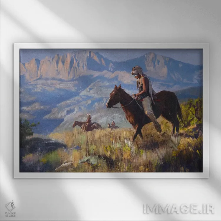 تابلو بررسی زمین (مزرعه یا مراتع) اثر دیوید ادوارد کوسرا - نمای قابدار سفید