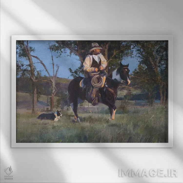 تابلو همدم/همراه (کنایه) اثر دیوید ادوارد کوسرا - نمای قابدار سفید