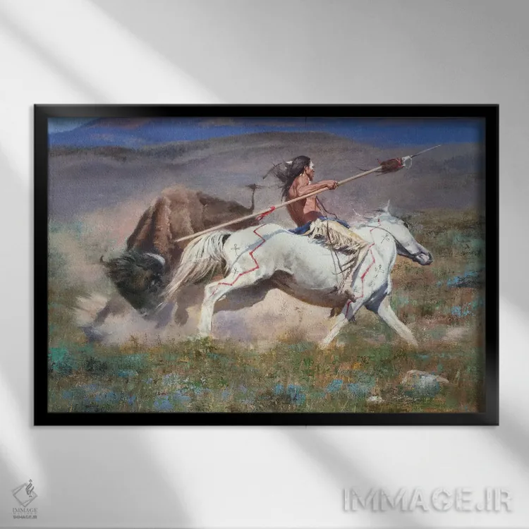 تابلو دوئل (مبارزه تن به تن) اثر دیوید ادوارد کوسرا - نمای قابدار مشکی