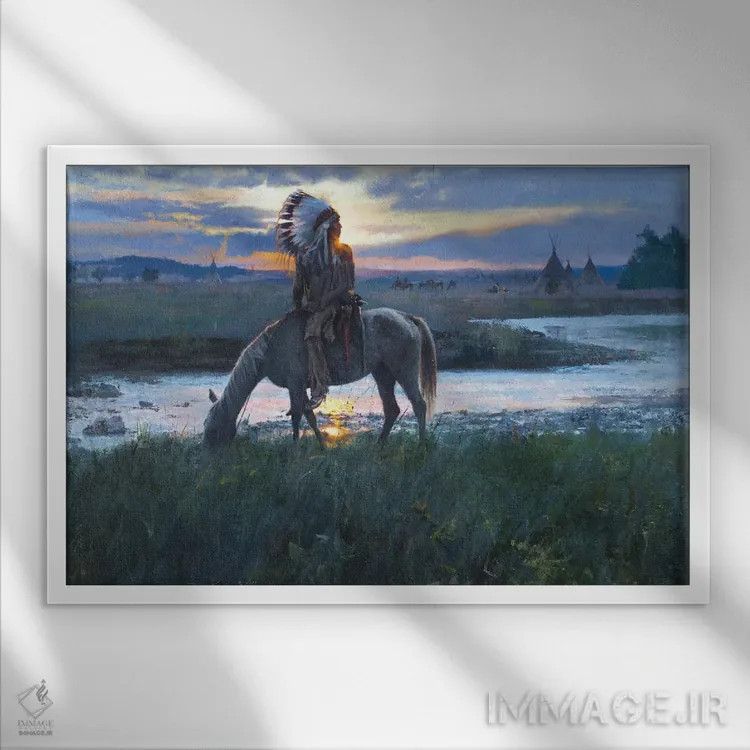 تابلو طلوع آفتاب در اردوگاه تابستانی اثر دیوید ادوارد کوسرا - نمای قابدار سفید