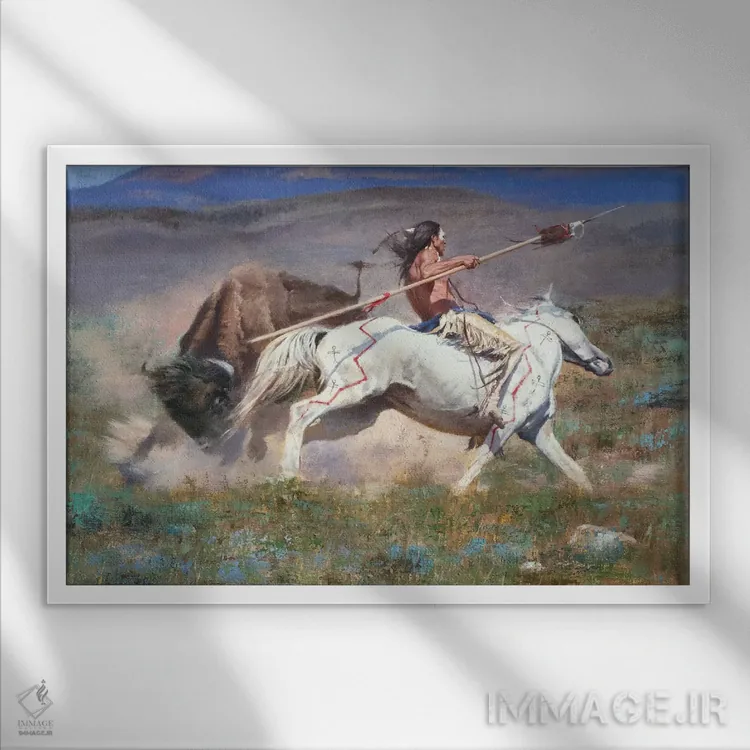 تابلو دوئل (مبارزه تن به تن) اثر دیوید ادوارد کوسرا - نمای قابدار سفید