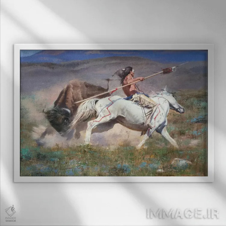 تابلو دوئل (مبارزه تن به تن) اثر دیوید ادوارد کوسرا - نمای قابدار سفید