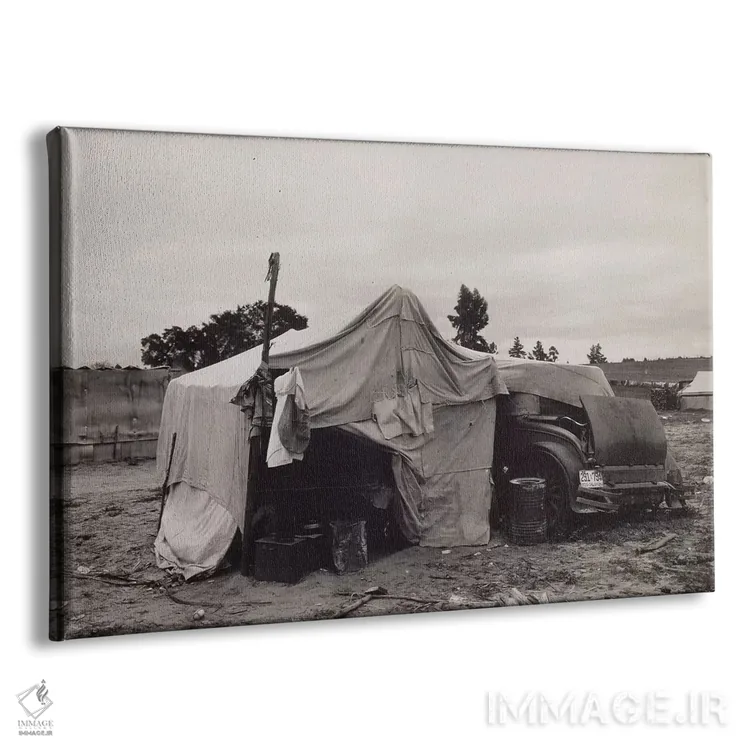 تابلو خانهٔ چیدن نخود، نیپومو، کالیفرنیا، آمریکا اثر دوروتیا لنگ (عکاس مستند آمریکایی) - نمای پرسپکتیو محصول