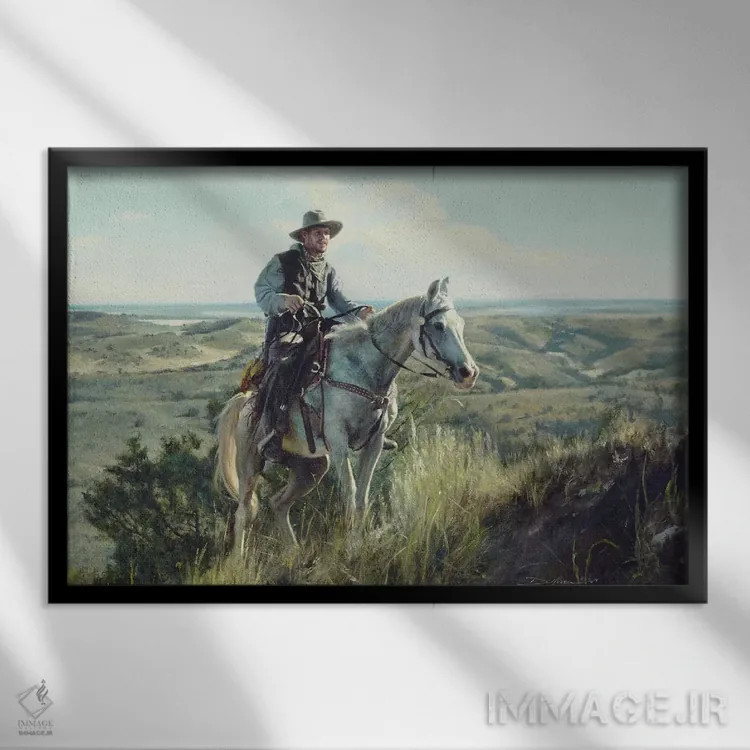 تابلو گاوچران صعودکننده اثر دیوید ادوارد کوسرا - نمای قابدار مشکی