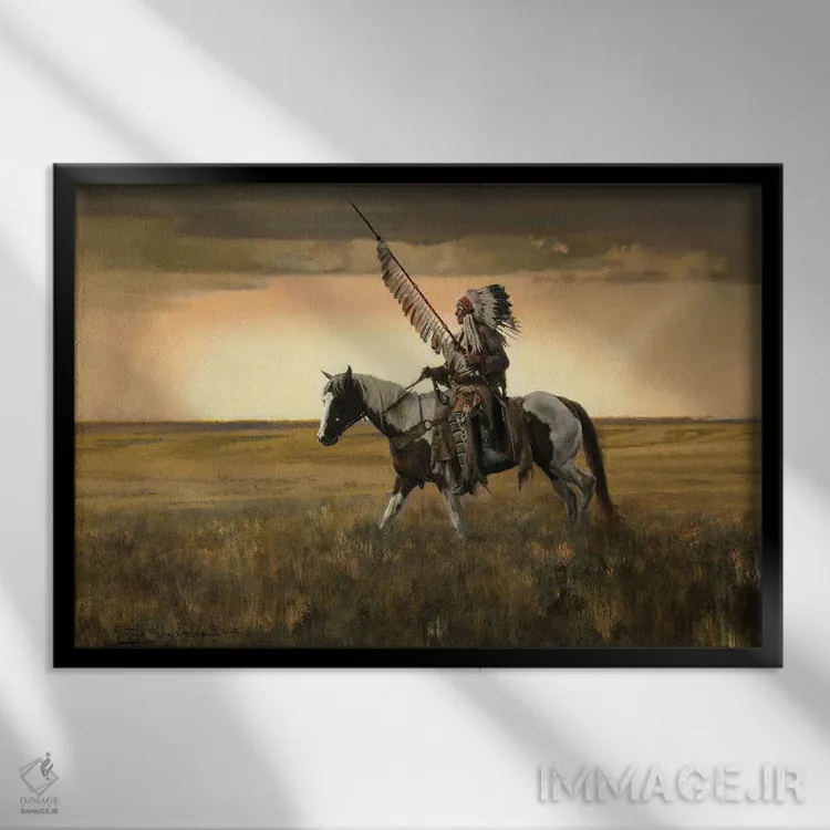 تابلو سواری در غروب اثر دیوید ادوارد کوسرا - نمای قابدار مشکی