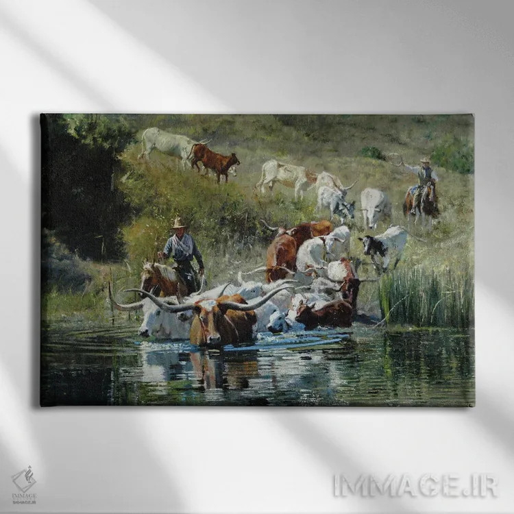 تابلو عبور از آبگیر اثر دیوید ادوارد کوسرا - نمای روبهرو روی دیوار