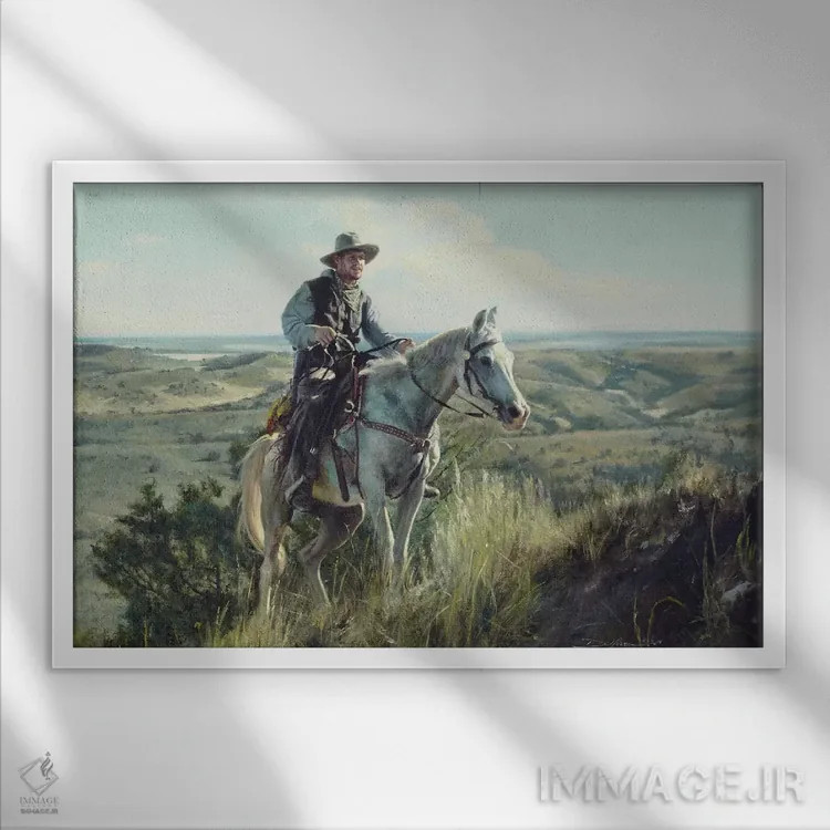 تابلو گاوچران صعودکننده اثر دیوید ادوارد کوسرا - نمای قابدار سفید