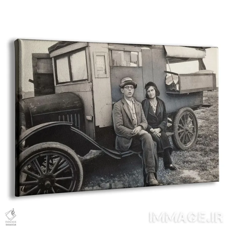 تابلو چینندگان نخود در کالیفرنیا (مادرم، من از کالیپاتریا تا اوکایا نخود چیدهام. این زندگی ساده و خلاصه است.) اثر دوروتیا لنگ (عکاس مستند آمریکایی) - نمای پرسپکتیو محصول