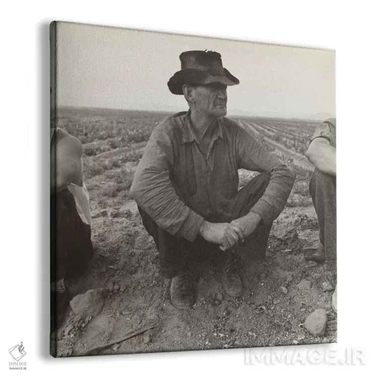 تابلو بیکار در حاشیه میدان نخود، دره امپریال، کالیفرنیا، آمریکا اثر دوروتیا لنگ (عکاس مستند آمریکایی) - نمای پرسپکتیو محصول