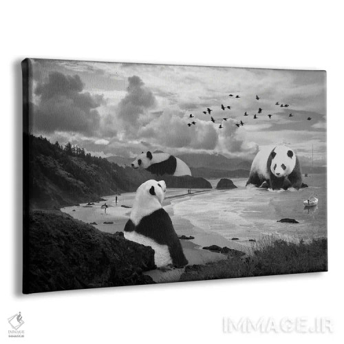 تابلو پاندای غولپیکر در کنار ساحل اثر دیوید لوبلاو - نمای پرسپکتیو محصول