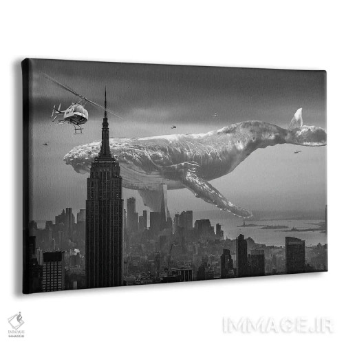 تابلو نهنگ غولپیکر بالای نیویورک اثر دیوید لوبلاو - نمای پرسپکتیو محصول