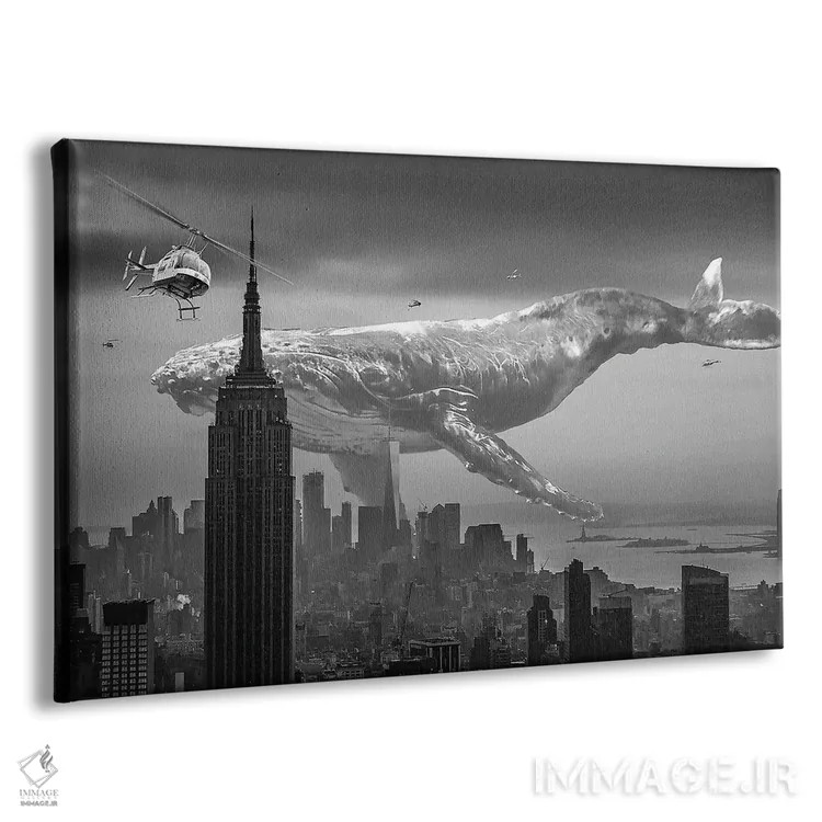 تابلو نهنگ غولپیکر بالای نیویورک اثر دیوید لوبلاو - نمای پرسپکتیو محصول