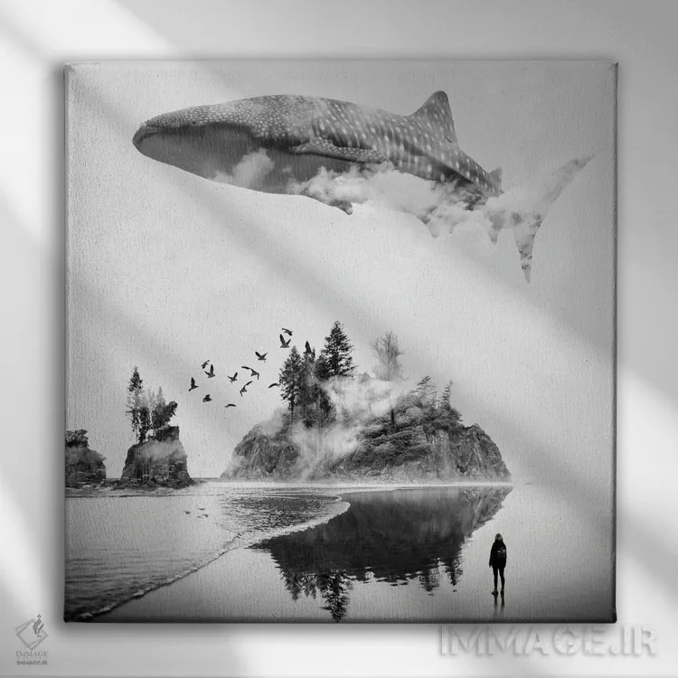 تابلو جزیره کوسهنهنگ اثر دیوید لوبلاو - نمای روبهرو روی دیوار