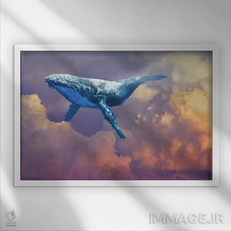 تابلو تماشای نهنگ جهان اثر دیوید لوبلاو - نمای قابدار سفید