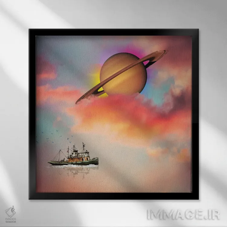 تابلو کشیدن به دور زحل اثر دیوید لوبلاو - نمای قابدار مشکی