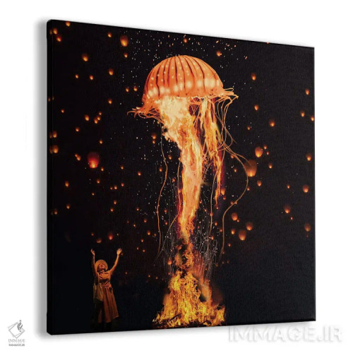 تابلو عروس دریایی که از شعلهها برمیخیزد اثر دیوید لوبلاو - نمای پرسپکتیو محصول