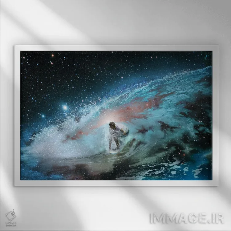 تابلو موجسوار کهکشانی اثر دیوید لوبلاو - نمای قابدار سفید