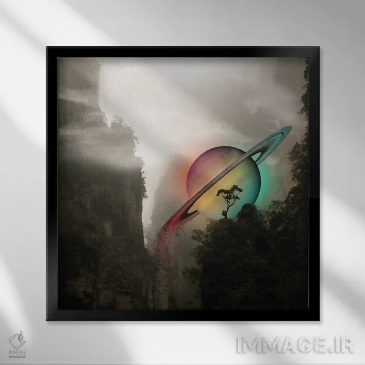 تابلو نشستن بر زحل اثر دیوید لوبلاو - نمای قابدار مشکی
