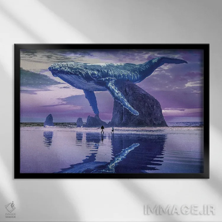 تابلو ساحل نهنگها اثر دیوید لوبلاو - نمای قابدار مشکی