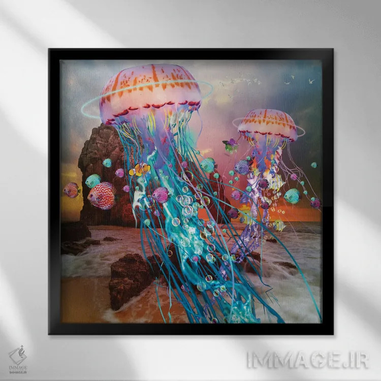 تابلو مهاجرت عروسهای دریایی اثر دیوید لوبلاو - نمای قابدار مشکی