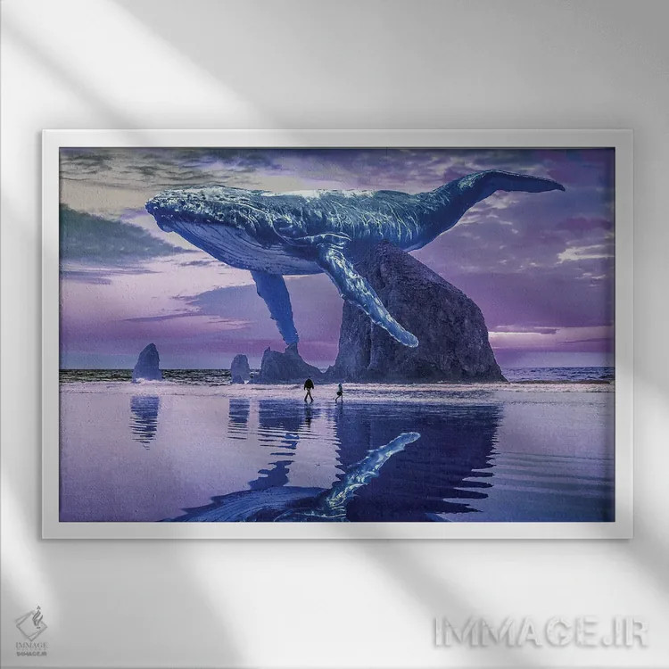 تابلو ساحل نهنگها اثر دیوید لوبلاو - نمای قابدار سفید