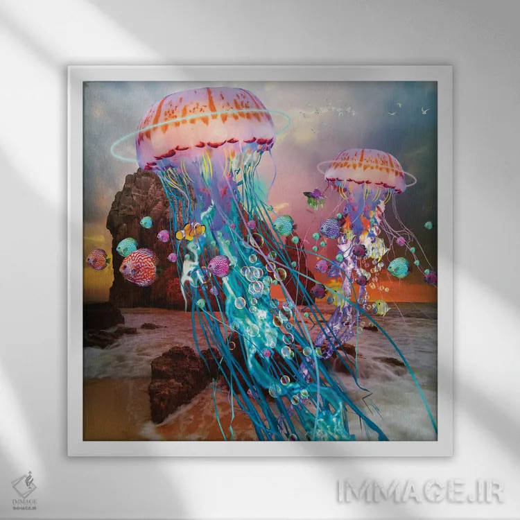 تابلو مهاجرت عروسهای دریایی اثر دیوید لوبلاو - نمای قابدار سفید