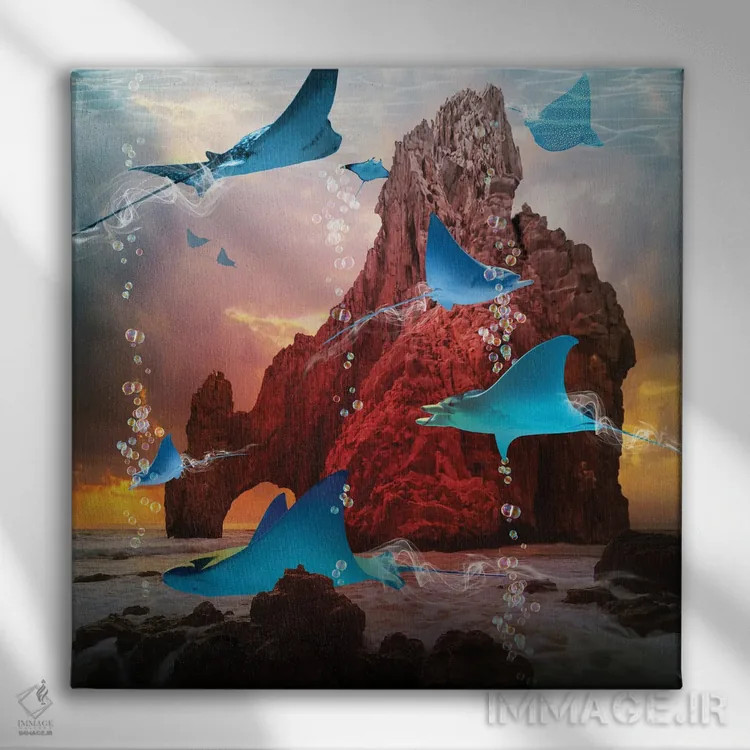 تابلو خواب دیدن در نقطهٔ پرتوها اثر دیوید لوبلاو - نمای روبهرو روی دیوار