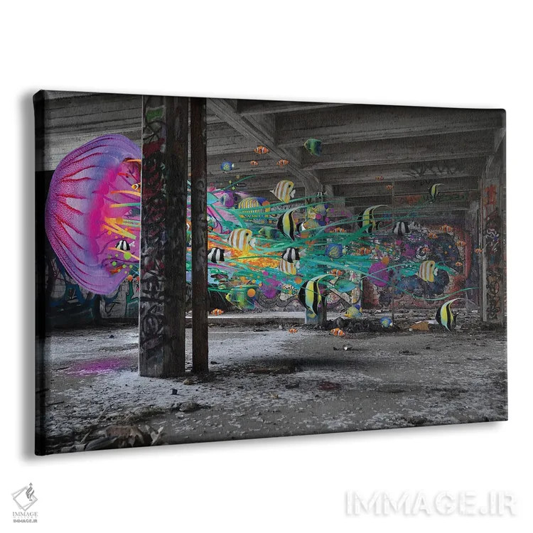 تابلو عروسهای دریایی فراواقعی در زیرزمین اثر دیوید لوبلاو - نمای پرسپکتیو محصول